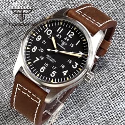 Tandorio 39mm 20BAR Dive Pilot Men's Automatic Steel Watch NH35 Miyota 8215 PT5000 Mechanical AR Sapphire Wristwatch Green Lume