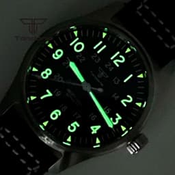 Tandorio 39mm 20BAR Dive Pilot Men's Automatic Steel Watch NH35 Miyota 8215 PT5000 Mechanical AR Sapphire Wristwatch Green Lume