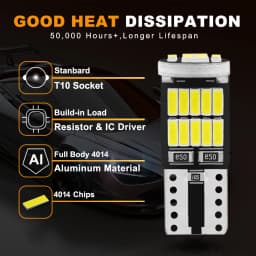 2/10pcs LED T10 W5W 194 501 LED Canbus No Error Car Interior Light T10 26 SMD 4014 Chip Pure White Instrument Lights Bulb Lamp