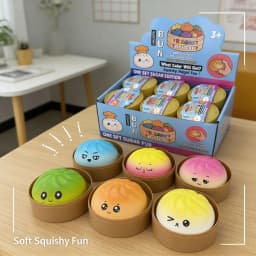 "1-Pack" and "2-Pack" Colorful Soft Squishy Blind Boxes, Suitable for Playing, Displaying, Daily Entertainment, and Decoration, Pu Toy Soft Simulation Squishy Stress-Relief Gadget, Small Steamer Model for Hand-Squeezing Stress Relief (Package Style Is Random)