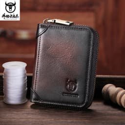 BULLCAPTAIN Genuine Card Bag Men's Casual Business Credit Card Holder Multifunctional RFID Anti-Theft 11 Card Slots Coin Purse