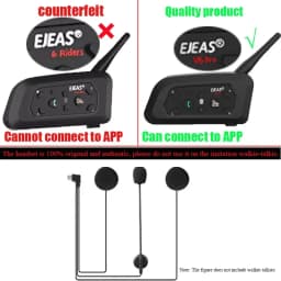EJEAS V6 PRO+ Motorcycle Helmet Headset Earphone Microphone Speaker Type-C with New Style Mounting Clip Double-Sided Tape Gift
