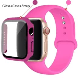 Glass+Case+Strap For Apple Watch band 44mm 40mm 45mm 41mm 38mm 42mm Silicone watchbands bracelet iWatch series 8 9 7 6 5 4 3 SE