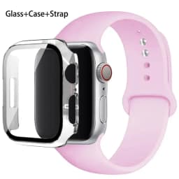 Glass+Case+Strap For Apple Watch band 44mm 40mm 45mm 41mm 38mm 42mm Silicone watchbands bracelet iWatch series 8 9 7 6 5 4 3 SE