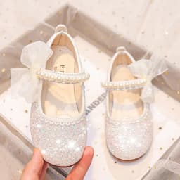 Girls Oxfords Bling Shoes Spring Autumn Kids School Dancing Shoes Pearl Beadings Big Girls Soft PU Leather Shoes Pink, Beige