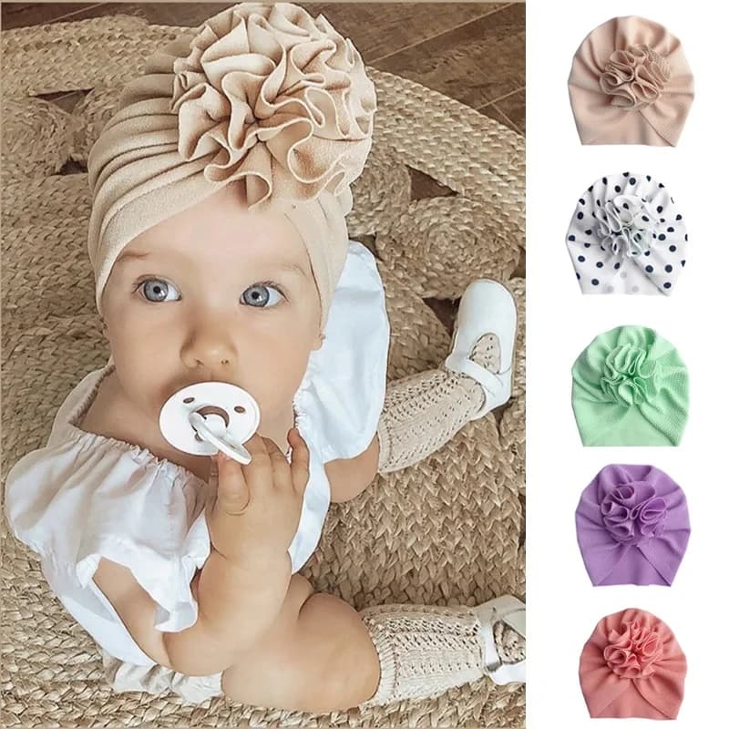 Turban Baby Girl Turbans for Babies Lovely Flower Soft Cap Bonnet Head Wraps Kids Hat Beanie Baby Girl Newborn Photography Hat