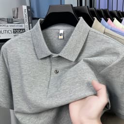 Classic Men Short Sleeve Polo Shirt 100% Mercerized Cotton Breathable Summer Golf Business Casual Athletic Tops