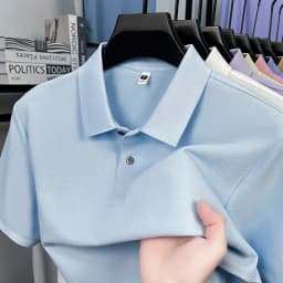 Classic Men Short Sleeve Polo Shirt 100% Mercerized Cotton Breathable Summer Golf Business Casual Athletic Tops