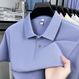 Classic Men Short Sleeve Polo Shirt 100% Mercerized Cotton Breathable Summer Golf Business Casual Athletic Tops