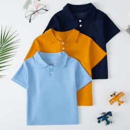 1/3 Pack Children's Solid color POLO Shirt Boy Handsome Fashion T-shirt Lapel Comfortable Half Sleeve Girl Joker Short Sleeve