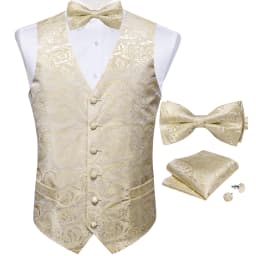 Suit Vest With Bow Tie Pocket Square Cufflinks Light Blue Black Red Paisley Luxury Wedding Prom Tuxedo Waistcoat for Men