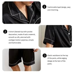 Men Satin Pajama Set Sleepwear for Man Summer Short Sleeve Button-Down Shirt & Shorts Pajamas 2 Piece Home Clothes Short Suit