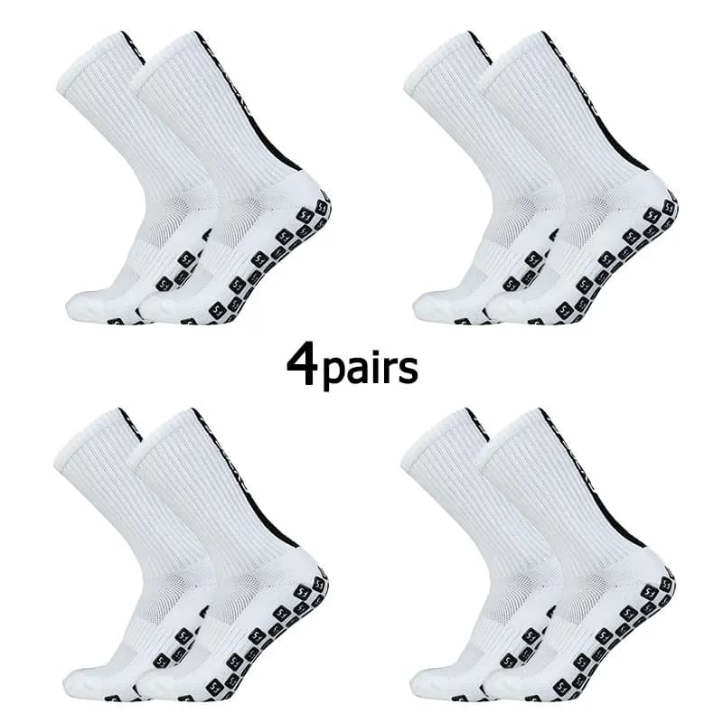 4 Pairs FS Square Silicone Non Slip FS Letter Football Socks Men Women Sports Grip Soccer Socks Calcetines Hombre Futebol 39-45