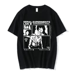 Anime Serial Experiments Lain T-Shirt Men Women Graphic T Shirts Unisex Iwakura Manga Girl Sci Fi Short Sleeve Tee Tops 62463