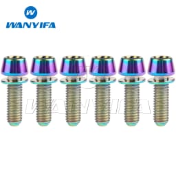 Wanyifa 6Pcs Titanium Ti M5 M6 x 16 18 20 25mm Allen Hex Tapered Head Bolts With Washer Screw For Bicycle Stem
