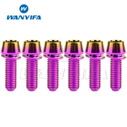 Wanyifa 6Pcs Titanium Ti M5 M6 x 16 18 20 25mm Allen Hex Tapered Head Bolts With Washer Screw For Bicycle Stem