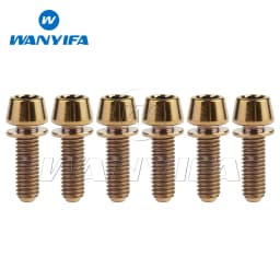 Wanyifa 6Pcs Titanium Ti M5 M6 x 16 18 20 25mm Allen Hex Tapered Head Bolts With Washer Screw For Bicycle Stem