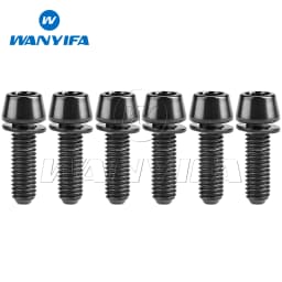 Wanyifa 6Pcs Titanium Ti M5 M6 x 16 18 20 25mm Allen Hex Tapered Head Bolts With Washer Screw For Bicycle Stem