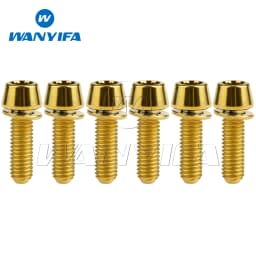 Wanyifa 6Pcs Titanium Ti M5 M6 x 16 18 20 25mm Allen Hex Tapered Head Bolts With Washer Screw For Bicycle Stem
