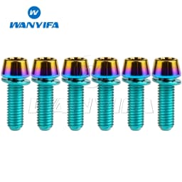 Wanyifa 6Pcs Titanium Ti M5 M6 x 16 18 20 25mm Allen Hex Tapered Head Bolts With Washer Screw For Bicycle Stem