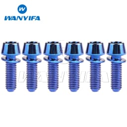 Wanyifa 6Pcs Titanium Ti M5 M6 x 16 18 20 25mm Allen Hex Tapered Head Bolts With Washer Screw For Bicycle Stem