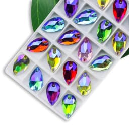 Wholesale QL Crystal Drop Sew On Rhinestones AB Crystal Clear Flatback for Diy Bags Clothes Shoes Material