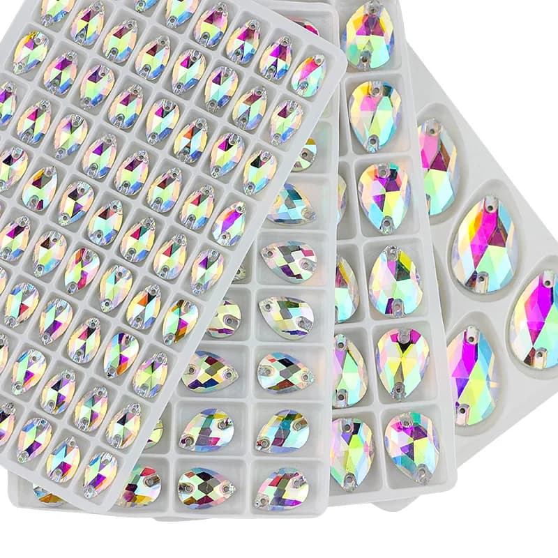 Wholesale QL Crystal Drop Sew On Rhinestones AB Crystal Clear Flatback for Diy Bags Clothes Shoes Material