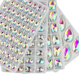 Wholesale QL Crystal Drop Sew On Rhinestones AB Crystal Clear Flatback for Diy Bags Clothes Shoes Material