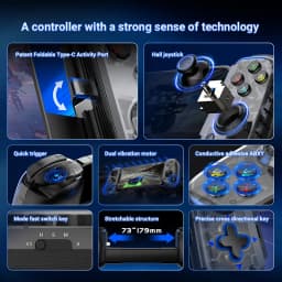 D6MINI Wireless Mobile Game Controller with Hall Joystick Quick Trigger USB C Gamepad for 3DS Android ios Switch