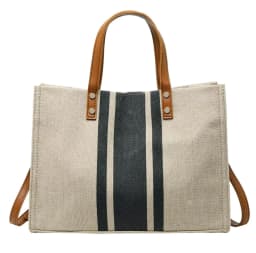 Women Korean Striped Canvas Bag Large Capacity Shoulder Handbag Office Briefcase