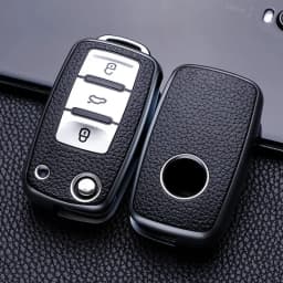 Leather TPU Car Key Case Car Key Full Cover Protection Bag for VW Volkswagen Polo Tiguan Passat Golf Jetta Lavida Skoda Octavia