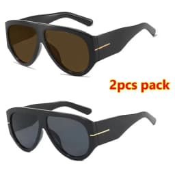 Luxury Brand Retro Big Frame Oval Women Sunglasses Black Tea Color Square Pilot Shades UV400 Cool Men Oversized Sun Glasses