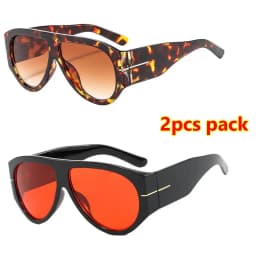 Luxury Brand Retro Big Frame Oval Women Sunglasses Black Tea Color Square Pilot Shades UV400 Cool Men Oversized Sun Glasses