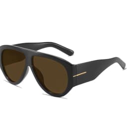 Luxury Brand Retro Big Frame Oval Women Sunglasses Black Tea Color Square Pilot Shades UV400 Cool Men Oversized Sun Glasses