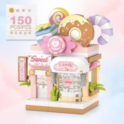 Street View House Building Blocks Izakaya Shaved Ice Shop Takoyaki Shop Coffee Shop Panda Tea House Children's Gift