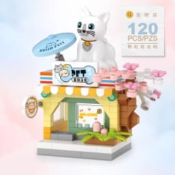 Street View House Building Blocks Izakaya Shaved Ice Shop Takoyaki Shop Coffee Shop Panda Tea House Children's Gift