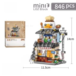 Street View House Building Blocks Izakaya Shaved Ice Shop Takoyaki Shop Coffee Shop Panda Tea House Children's Gift