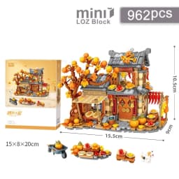 Street View House Building Blocks Izakaya Shaved Ice Shop Takoyaki Shop Coffee Shop Panda Tea House Children's Gift