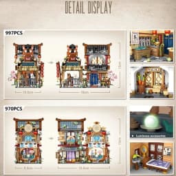 Street View House Building Blocks Izakaya Shaved Ice Shop Takoyaki Shop Coffee Shop Panda Tea House Children's Gift