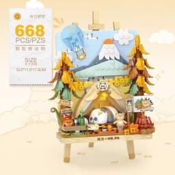 Street View House Building Blocks Izakaya Shaved Ice Shop Takoyaki Shop Coffee Shop Panda Tea House Children's Gift