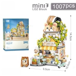Street View House Building Blocks Izakaya Shaved Ice Shop Takoyaki Shop Coffee Shop Panda Tea House Children's Gift