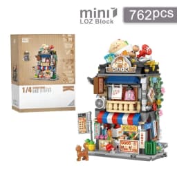 Street View House Building Blocks Izakaya Shaved Ice Shop Takoyaki Shop Coffee Shop Panda Tea House Children's Gift