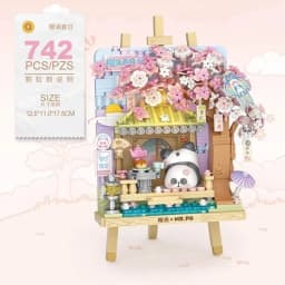 Street View House Building Blocks Izakaya Shaved Ice Shop Takoyaki Shop Coffee Shop Panda Tea House Children's Gift