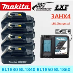 Original Makita 3AH/Makita 18V BL1830B BL1850B BL1850 BL1840 BL1860 BL1815 Backup Lithium Battery+DC18RC Charger