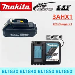 Original Makita 3AH/Makita 18V BL1830B BL1850B BL1850 BL1840 BL1860 BL1815 Backup Lithium Battery+DC18RC Charger