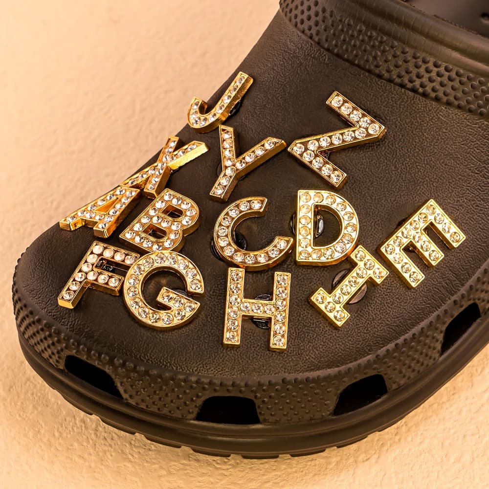1PCS A-Z Gold Metal Alphabet Shoe Charms,26 Letters Shoe Accessories Decorations For Women Girls,Classic Clogs Buckle Pin Gift