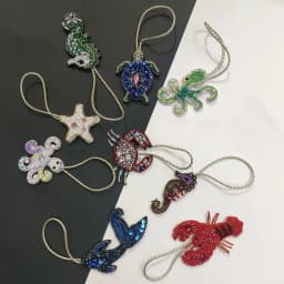 Handmade Rhinestone Lobster Beaded Pendant Pretty Hand Sewn Bag Charms Octopus Turtle Hanging Rope Patches Applique Bag Lanyard