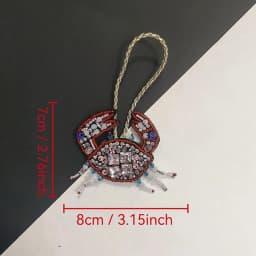 Handmade Rhinestone Lobster Beaded Pendant Pretty Hand Sewn Bag Charms Octopus Turtle Hanging Rope Patches Applique Bag Lanyard