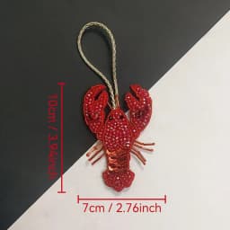Handmade Rhinestone Lobster Beaded Pendant Pretty Hand Sewn Bag Charms Octopus Turtle Hanging Rope Patches Applique Bag Lanyard