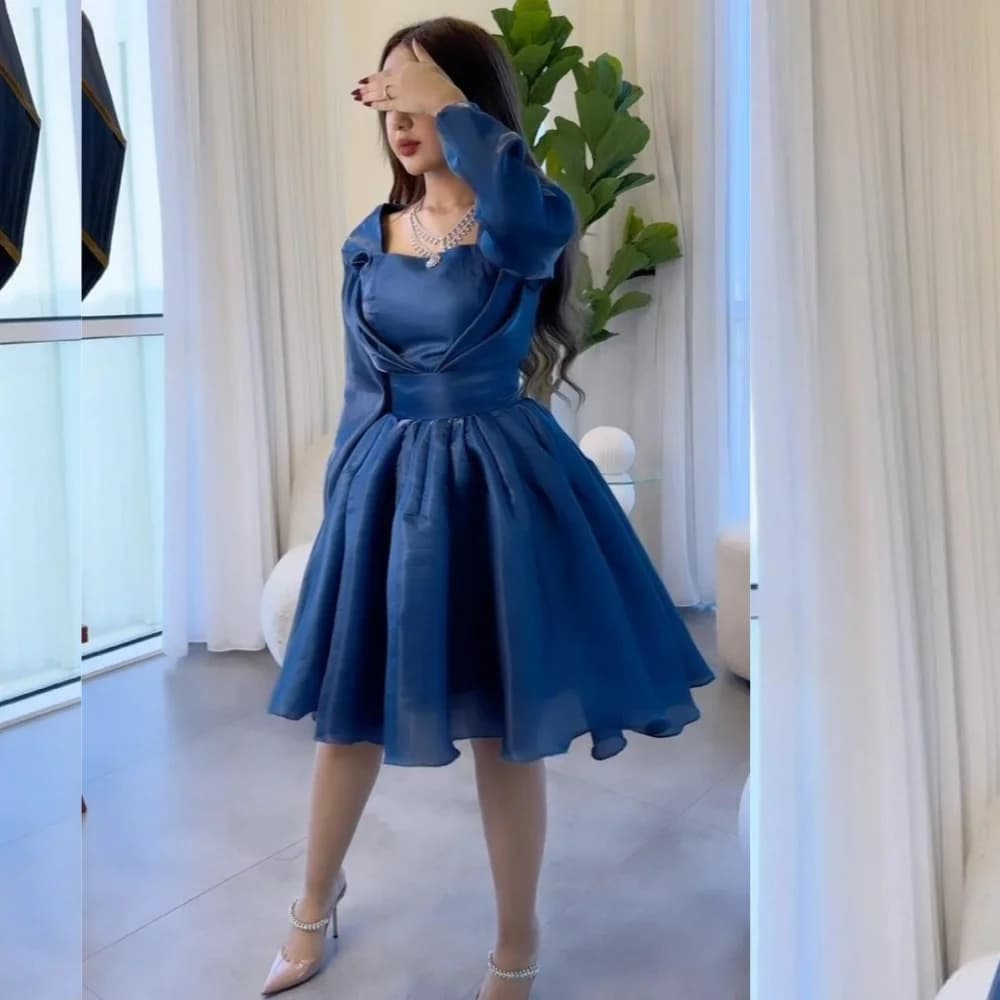 Customized Exquisite Organza A-line Square Neck Midi Dresses Prom Dresses Modern Style Pastrol Unisex Chinese Style Formal Casua